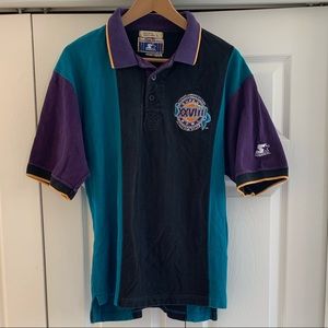 Vtg Super Bowl Atlanta Georgia Colorblocked Polo